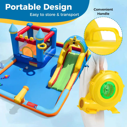 980W Bounce House Blower 1.31 HP Portable Air Pump Fan with Handle and Ground Stakes - Air Blowers