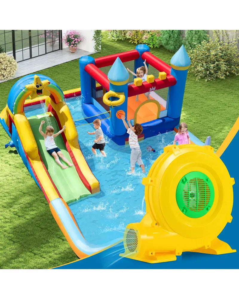 980W Bounce House Blower 1.31 HP Portable Air Pump Fan with Handle and Ground Stakes - Air Blowers