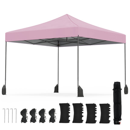 9.5 x 9.5 Feet Pop up Canopy Tent with Adjustable Heights-Pink