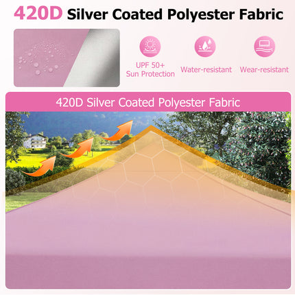 9.5 x 9.5 Feet Pop up Canopy Tent with Adjustable Heights-Pink