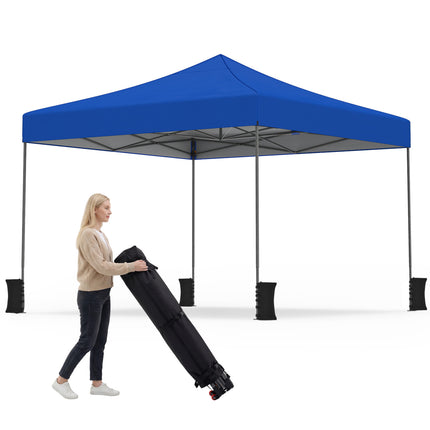 9.5 x 9.5 Feet Pop up Canopy Tent with Adjustable Heights-Blue