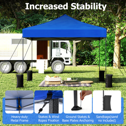 9.5 x 9.5 Feet Pop up Canopy Tent with Adjustable Heights-Blue