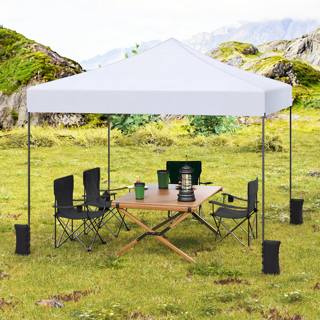 9.5 x 9.5 Feet Pop up Canopy Tent with Adjustable Heights-White