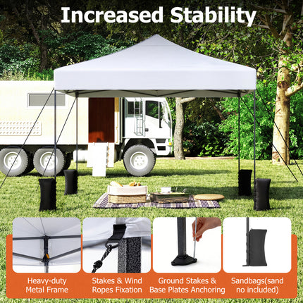 9.5 x 9.5 Feet Pop up Canopy Tent with Adjustable Heights-White