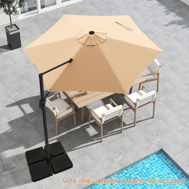 9 FT Cantilever Patio Umbrella with Vented Top and Sun-Protective Canopy-Beige
