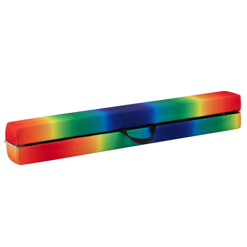 9 FT Folding Gymnastics Balance Beam with Anti-slip Base and Pine Wood Frame-Rainbow