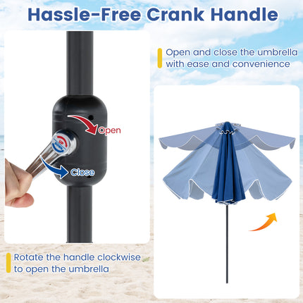 9 FT Patio Umbrella with Crank Handle and Push Button Tilt-Navy