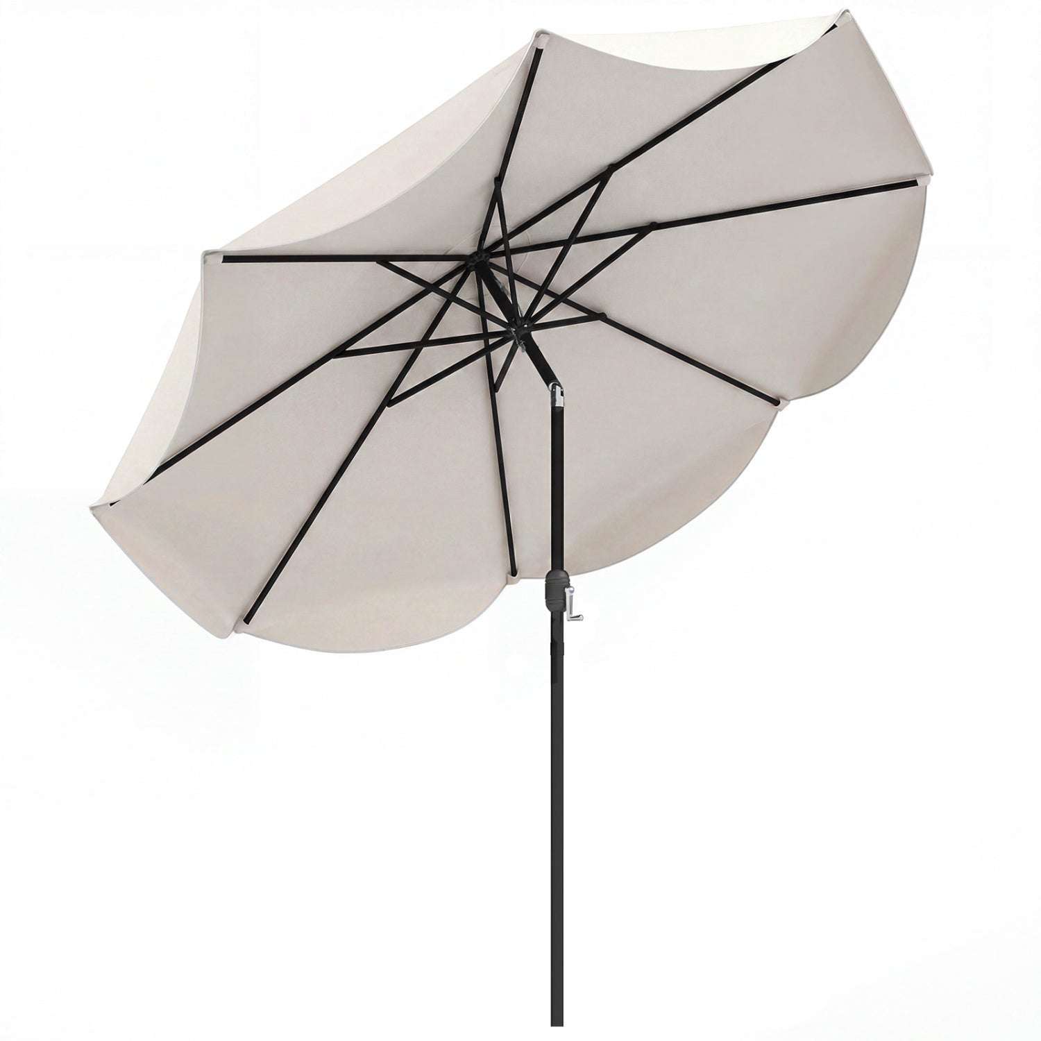 Parasol de terrasse de 2,74 m avec manivelle et bouton d'inclinaison - Beige
