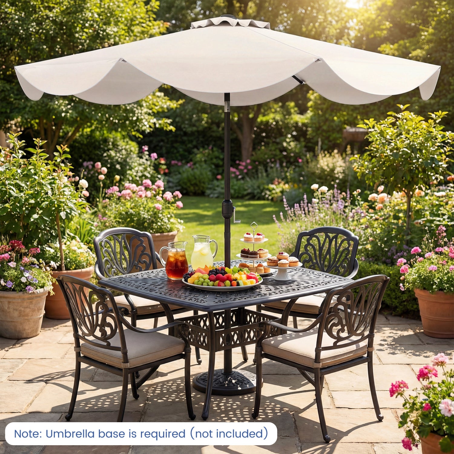 Parasol de terrasse de 2,74 m avec manivelle et bouton d'inclinaison - Beige