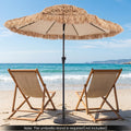 9 FT Solar Thatched Tiki Umbrella with 96 Multi-colored Flowing Lights and 12 Modes-Beige