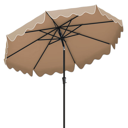 9 Feet Patio Umbrella with Crank Handle and Push Button Tilt-Brown