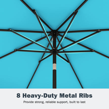 9 Feet Patio Umbrella with Weighted Base and Sandbags-Turquoise