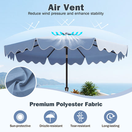 9 Feet Patio Umbrella with Weighted Base and Sandbags-Blue