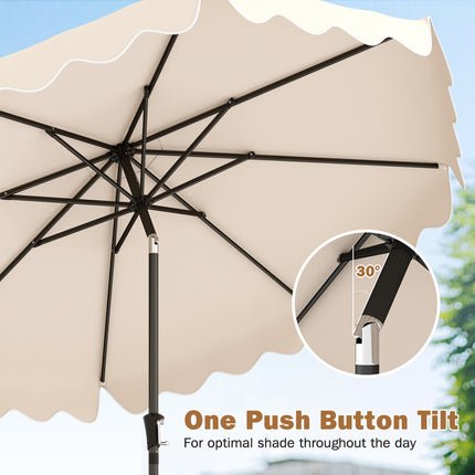 9 Feet Patio Umbrella with Weighted Base and Sandbags-Beige