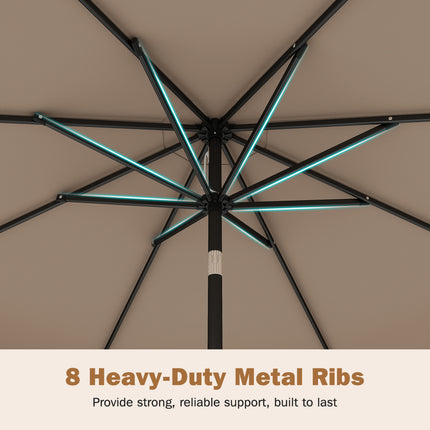 9 Feet Patio Umbrella with Weighted Base and Sandbags-Brown