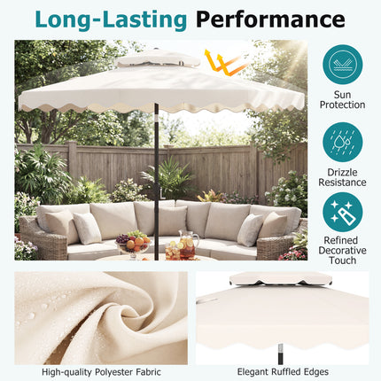 9 Feet Patio Umbrella with Push Button Tilt and Crank-Beige