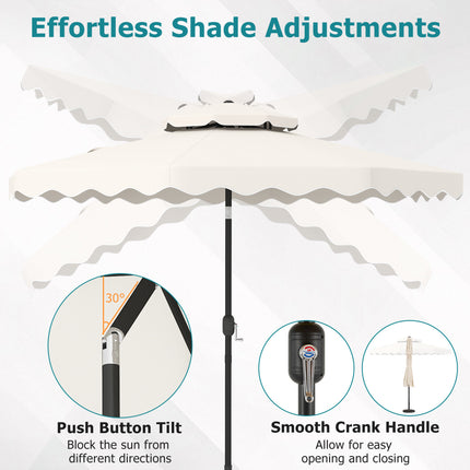 9 Feet Patio Umbrella with Push Button Tilt and Crank-Beige