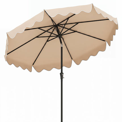 9 Feet Patio Umbrella with Crank Handle and Push Button Tilt-Beige