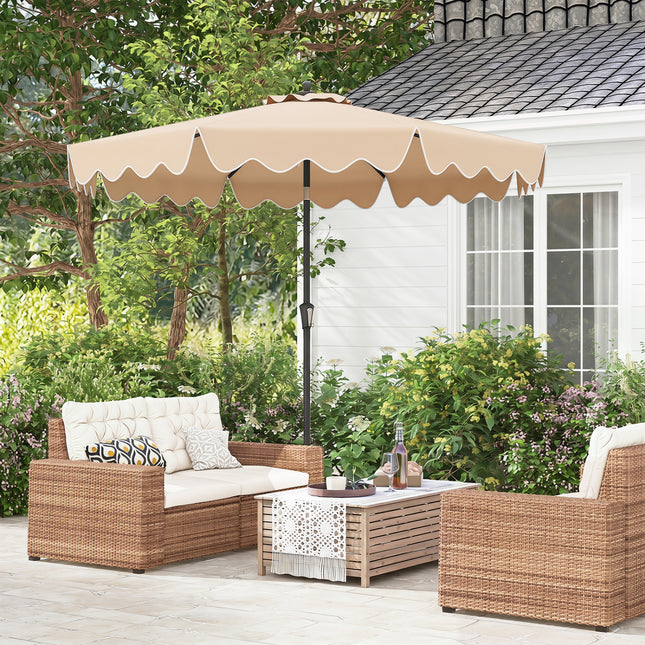 9 Feet Patio Umbrella with Crank Handle and Push Button Tilt-Beige