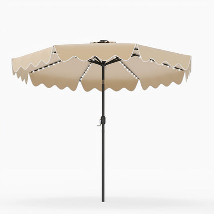 9 Feet Solar Patio Umbrella with Color-Changing LED Lights-Beige