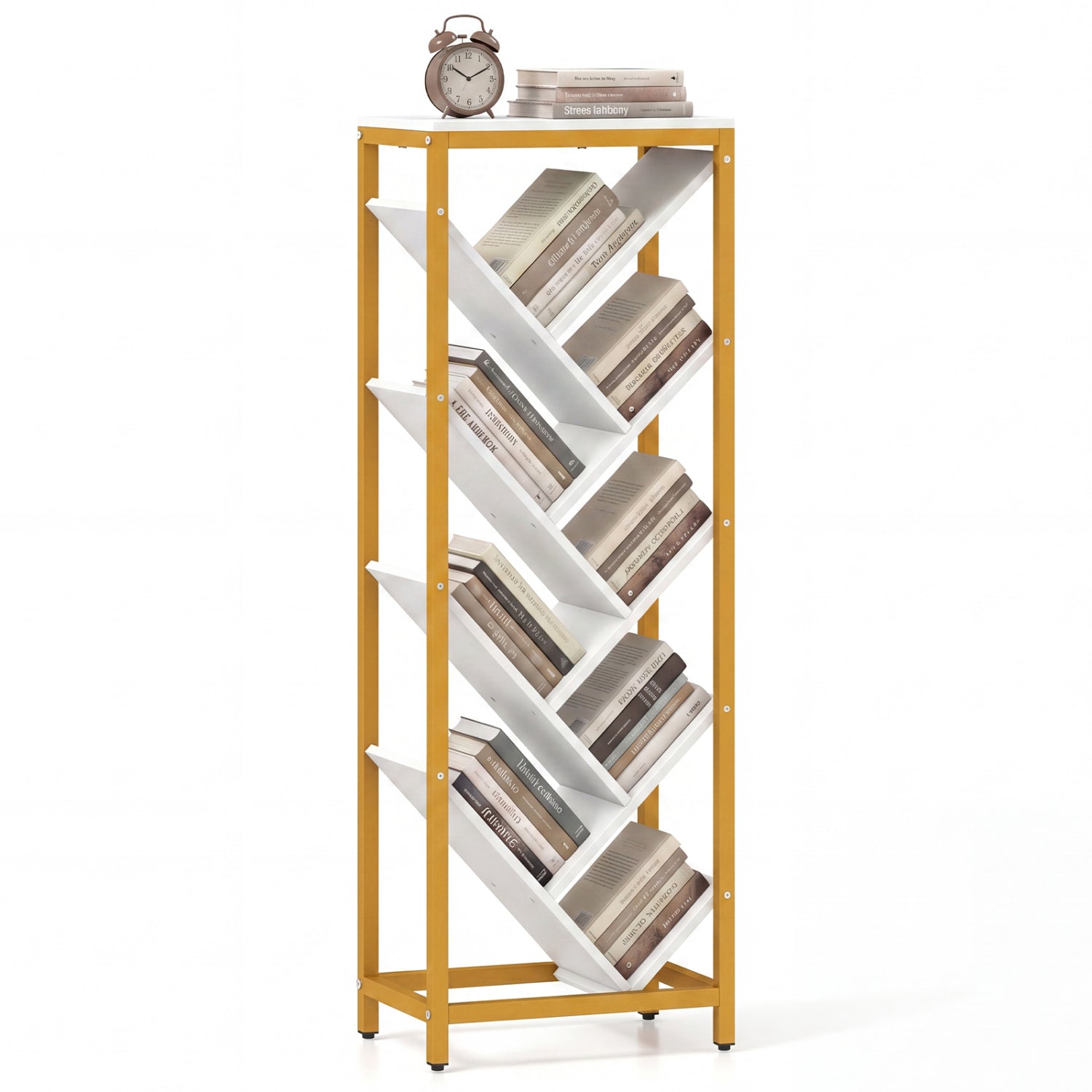 9-Tier Freestanding Bookcase for Hardcover Books-White