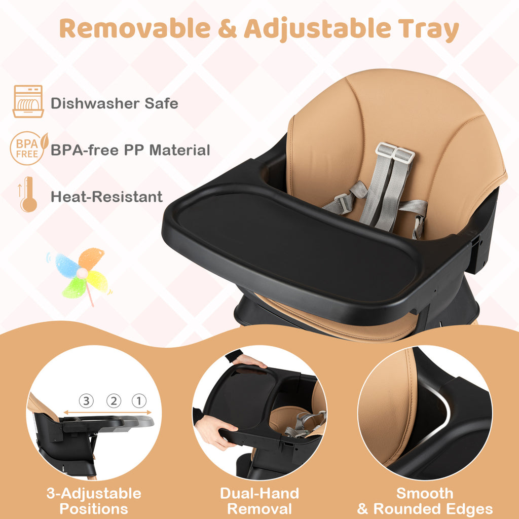 9-in-1 Convertible High Chair with Solid Wood Legs for Babies and Toddlers-Black