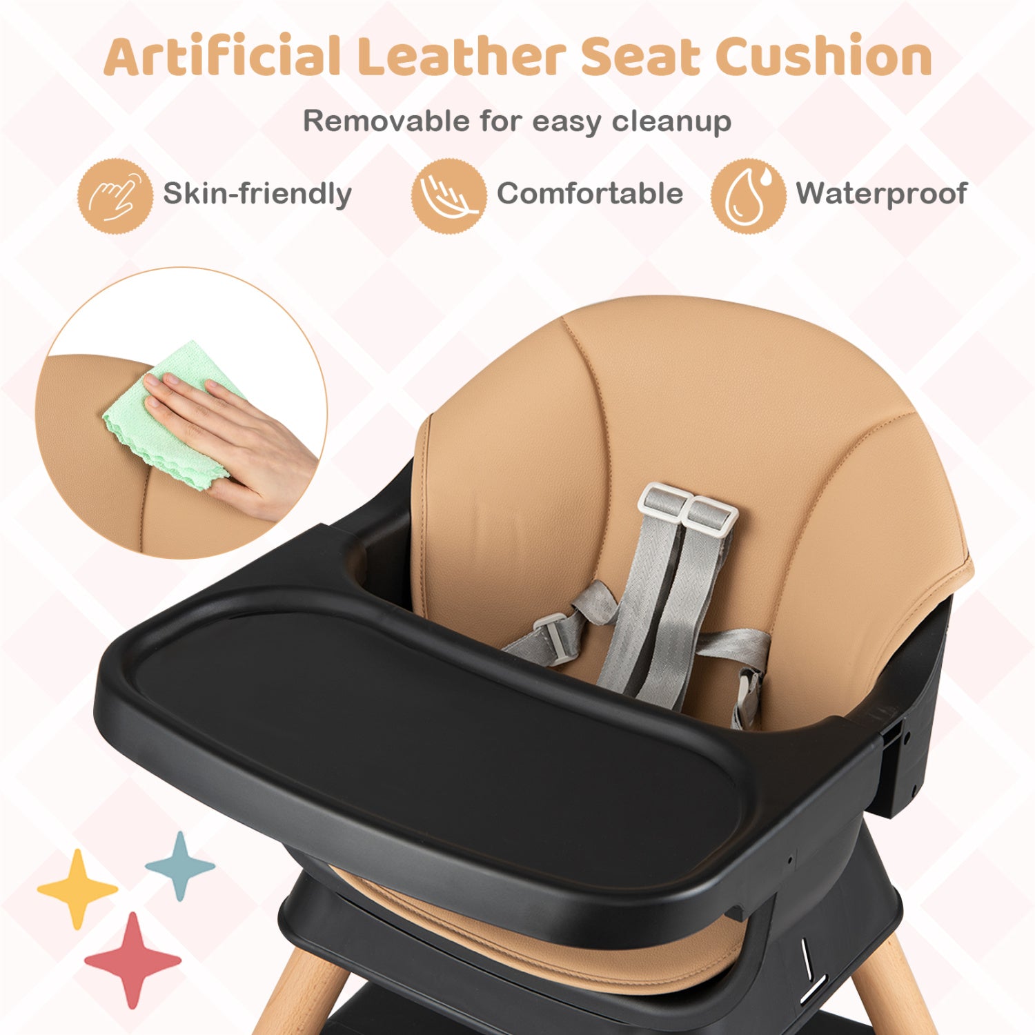 9-in-1 Convertible High Chair with Solid Wood Legs for Babies and Toddlers-Black