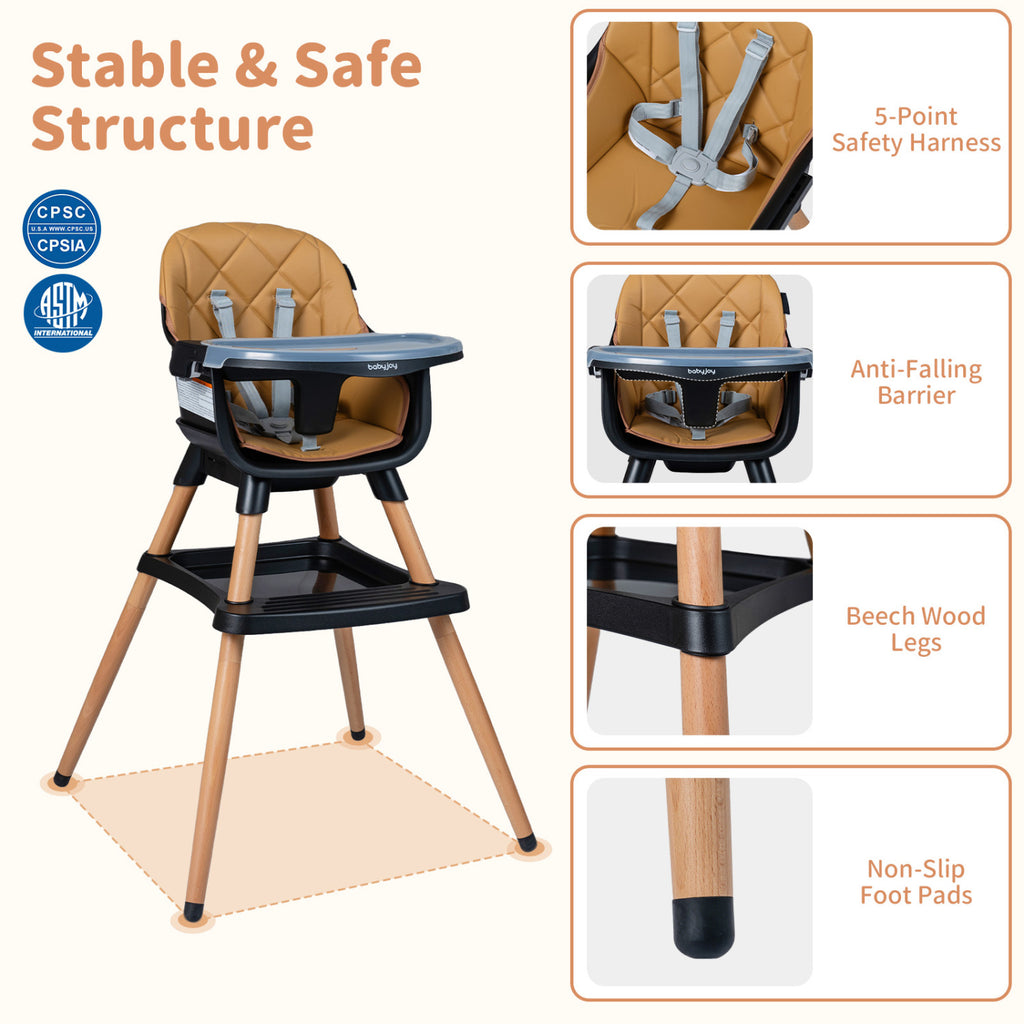 9-in-1 Convertible High Chair for Babies and Toddlers with Seat Cushion-Black