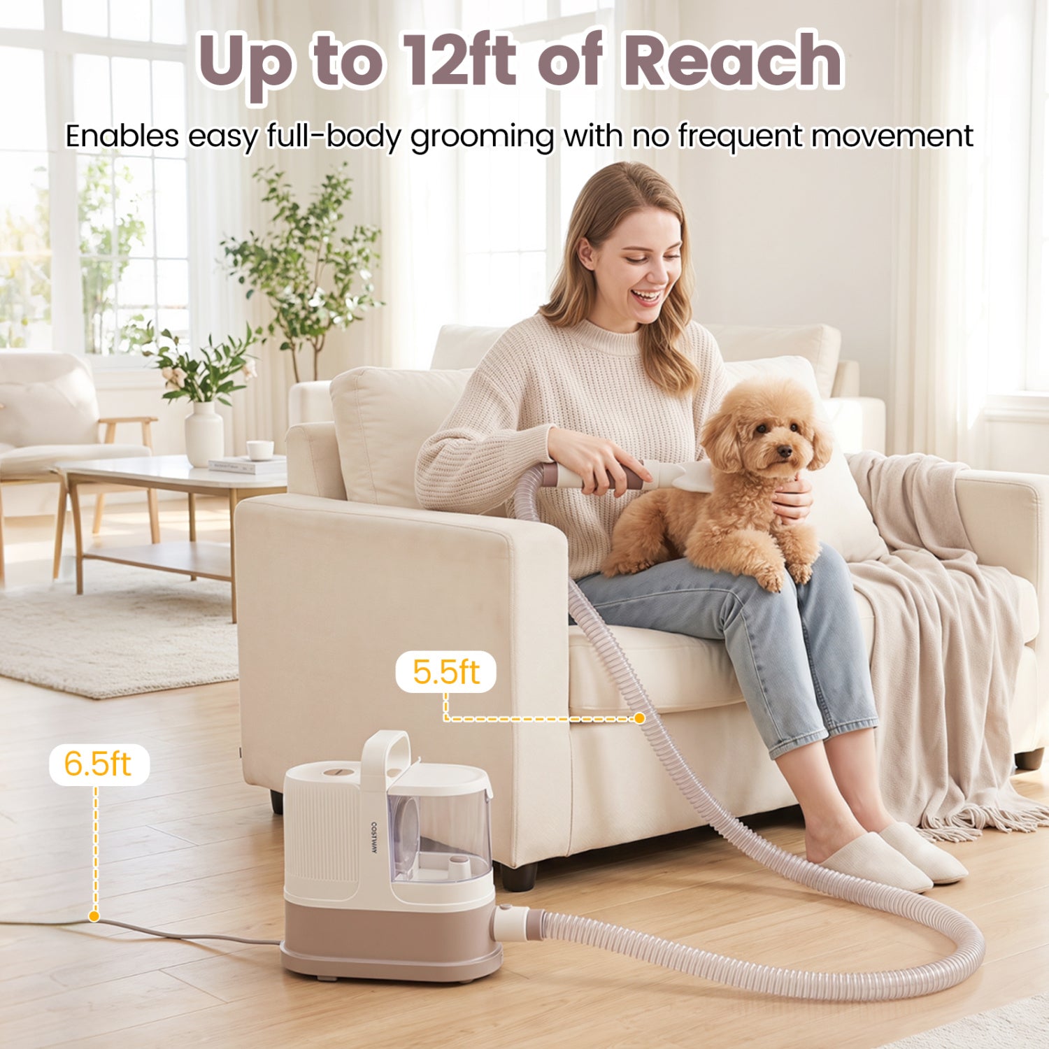 9-in-1 Dog Grooming Vacuum Kit for Shedding with 3 Suction Modes and Clippers for Dogs and Cats Home Cleaning