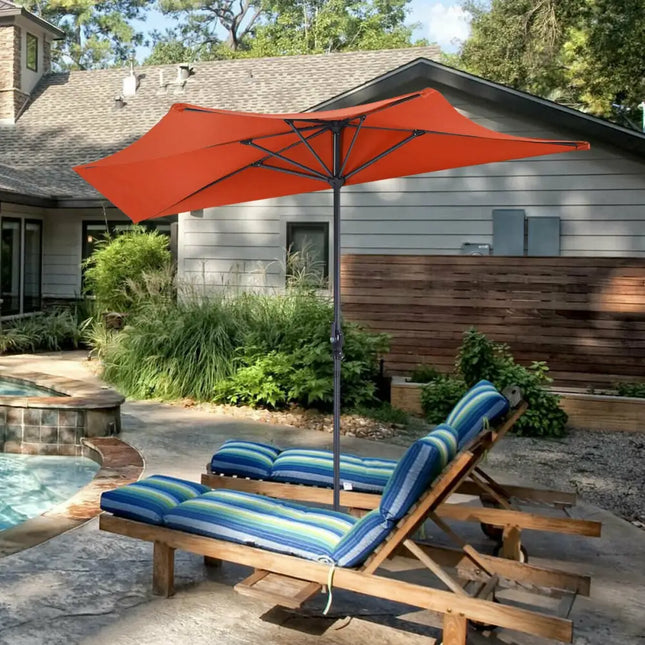 9Ft Patio Bistro Half Round Umbrella -Orange - Orange - Outdoor Umbrellas