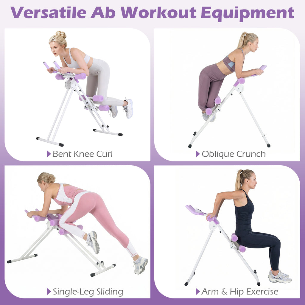 Ab Workout Equipment Foldable Abdominal Trainer Adjustable Ab Machine-White