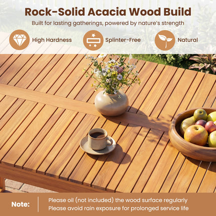 Acacia Wood Outdoor Garden Bench Set of 1/2 with Slatted Seat for Front Porch-Set of 2