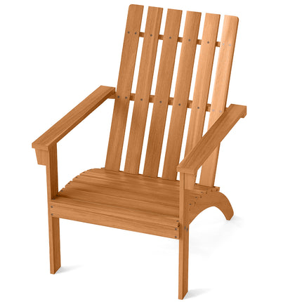 Acacia Wood Patio Adirondack Chair with Inclined Seat and High Backrest for Porch-Natural