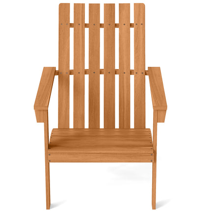 Acacia Wood Patio Adirondack Chair with Inclined Seat and High Backrest for Porch-Natural