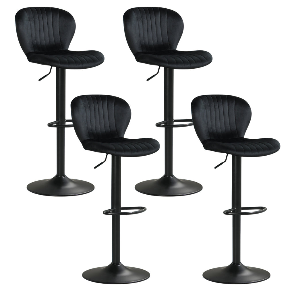 Adjustable Counter Height Chairs Set of 4 with Velvet Upholstered Backrests-Black