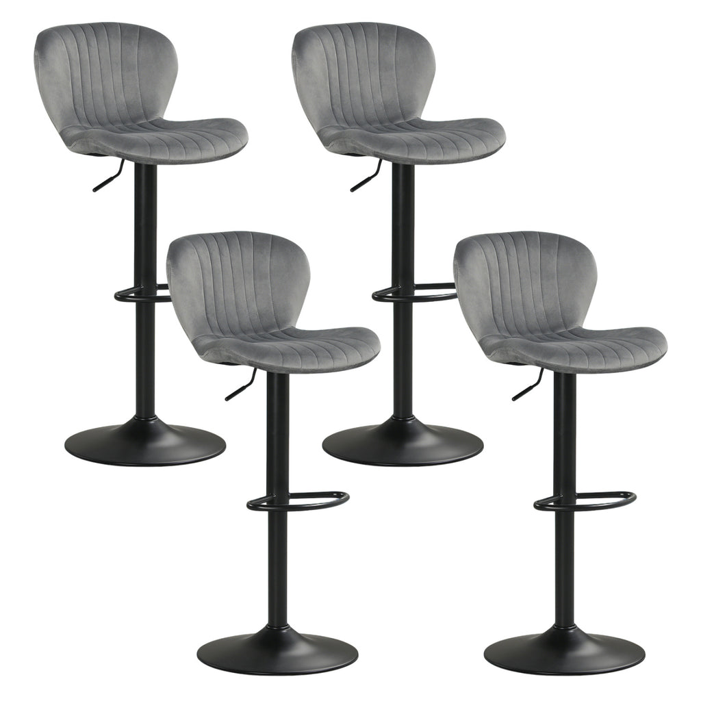 Adjustable Counter Height Chairs Set of 4 with Velvet Upholstered Backrests-Gray
