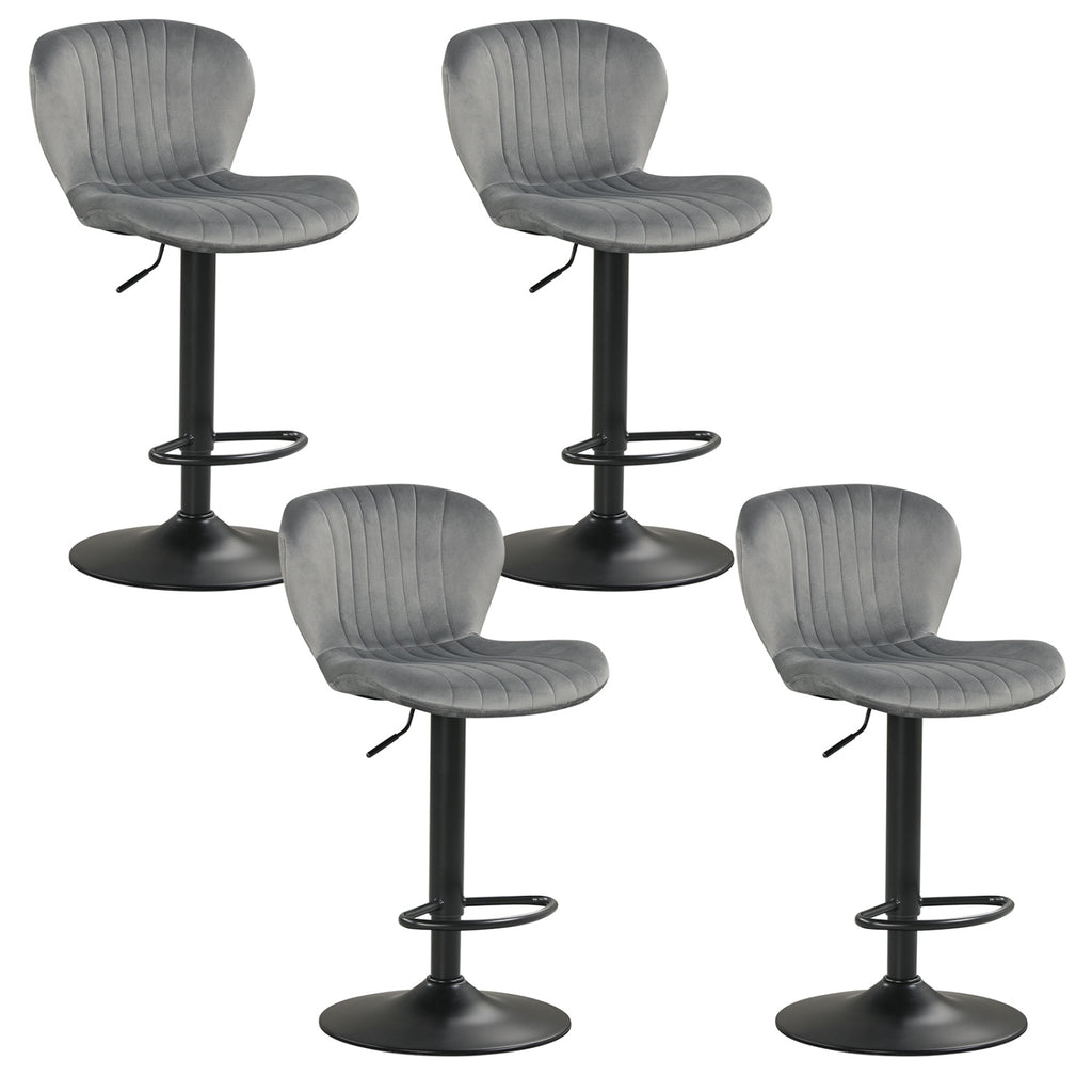 Adjustable Counter Height Chairs Set of 4 with Velvet Upholstered Backrests-Gray