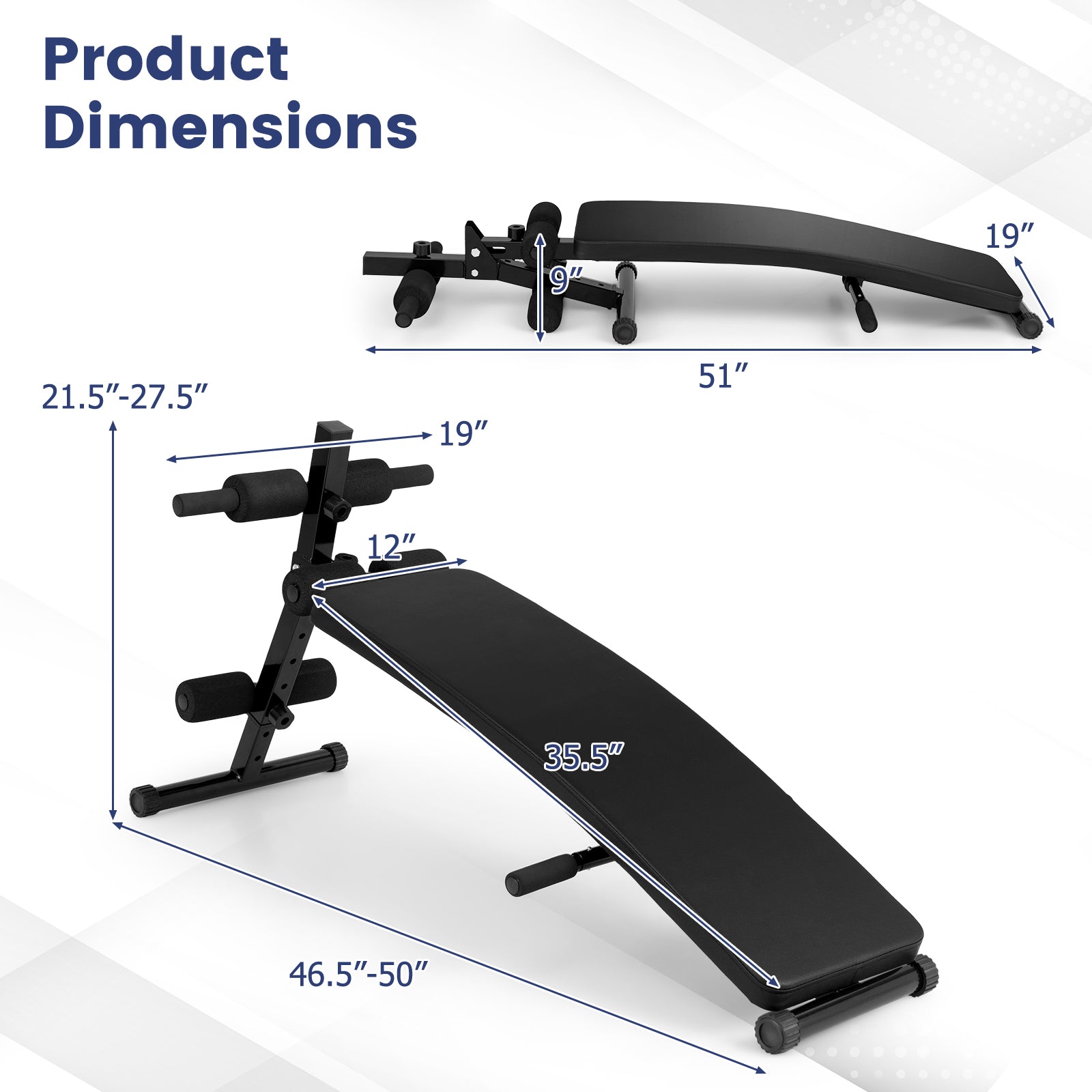 Adjustable Decline Sit Up Bench for Exercise for Home Gym