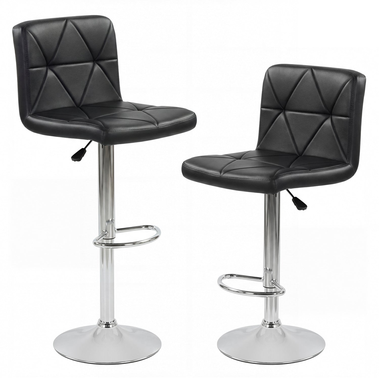 Adjustable Swivel Barstools Set of 2 with Back and Footrest-Black