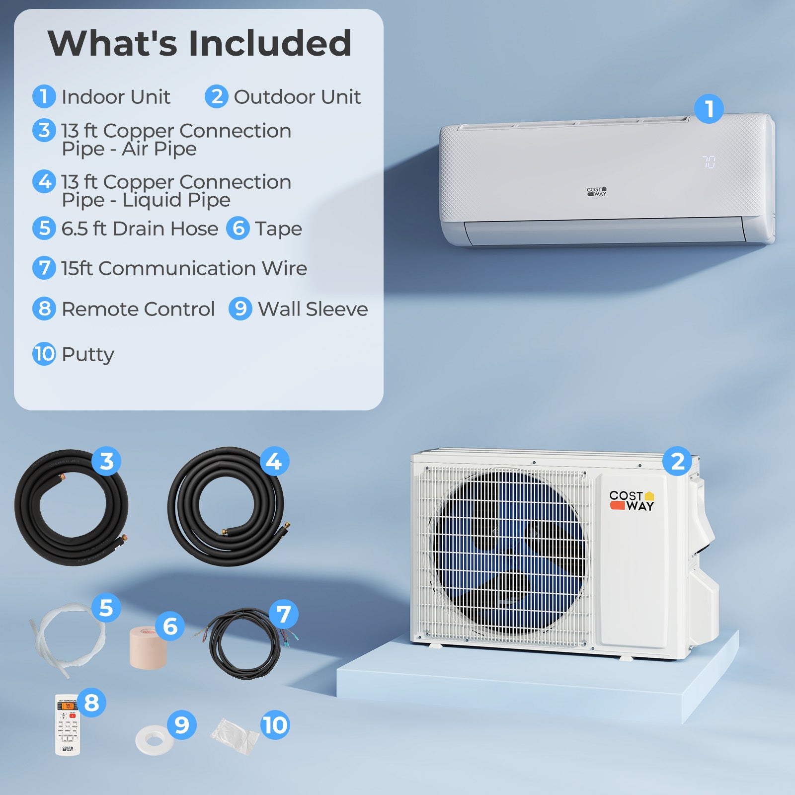 Airtural Series 12000 BTU 115V 22 SEER2 WiFi Enabled Mini Split Heat Pump