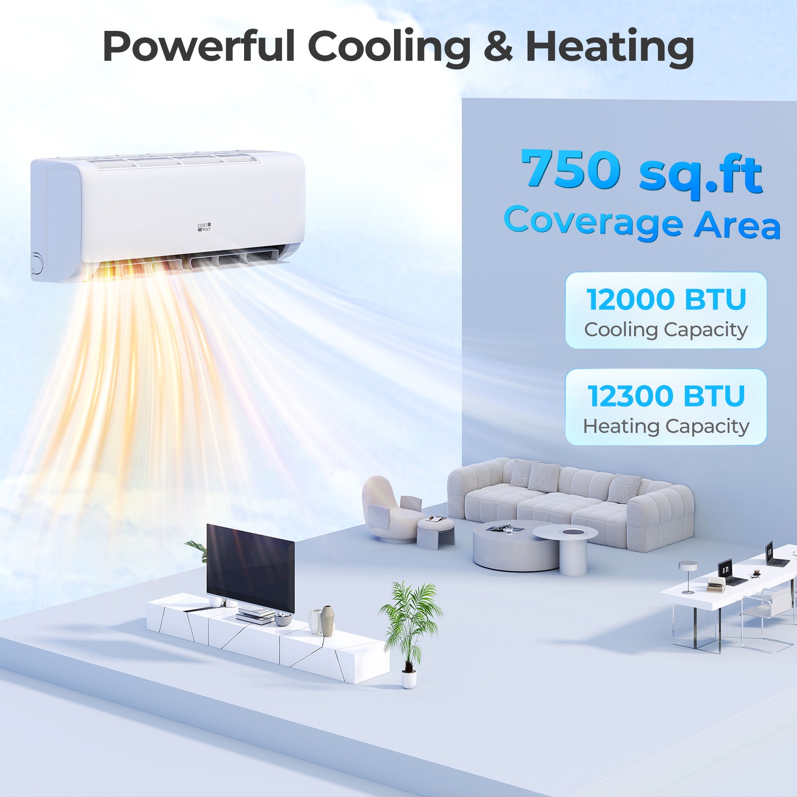 Airtural Series 12000 BTU 115V 22 SEER2 WiFi Enabled Mini Split Heat Pump
