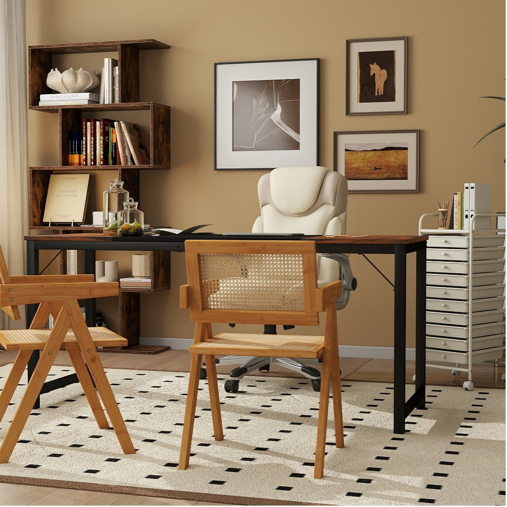 All-in-One Home Office Furniture Bundle ''“ Ergonomic Chair  Spacious Desk  Multi-Drawer Cart  Bookshelf & Accent Chairs