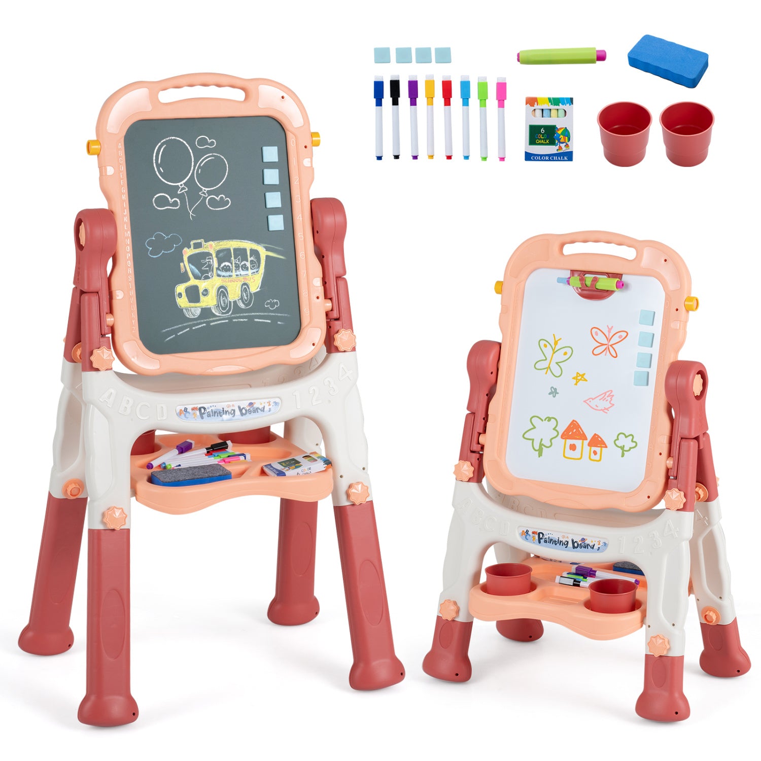 Art Easel for Kids with Adjustable Height-Pink