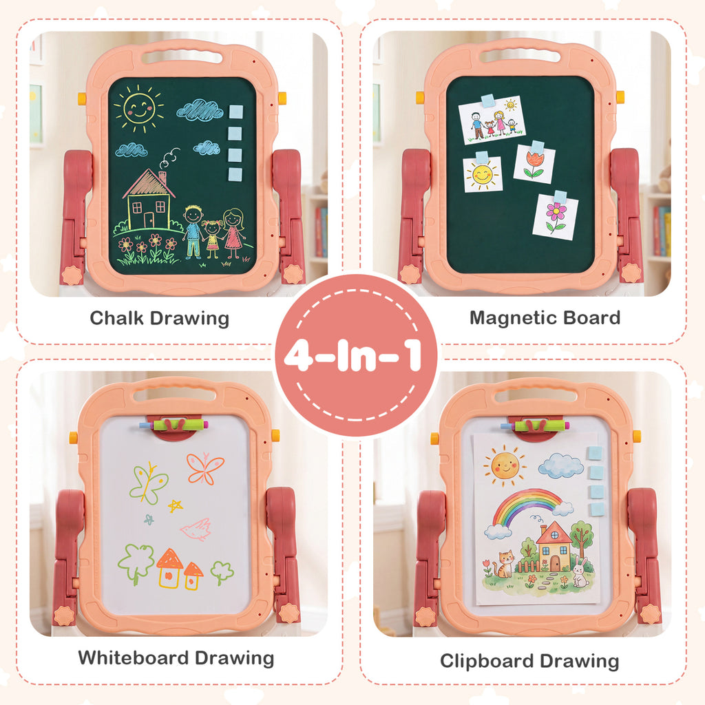 Art Easel for Kids with Adjustable Height-Pink