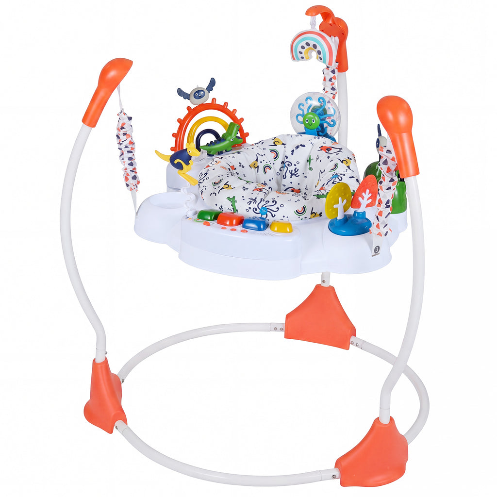 Baby Activity Center Baby Jumper and Bouncer with 6 Interactive Toys Lights and Music-Orange