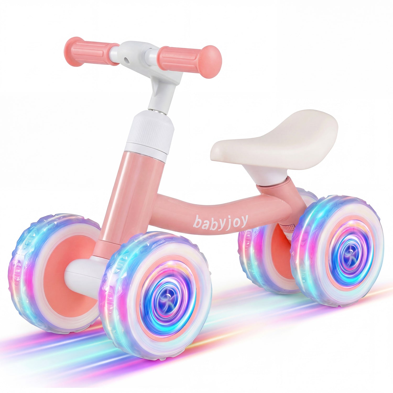Baby Balance Bike with Adjustable Handlebar and Seat with Lighting Wheels-Pink