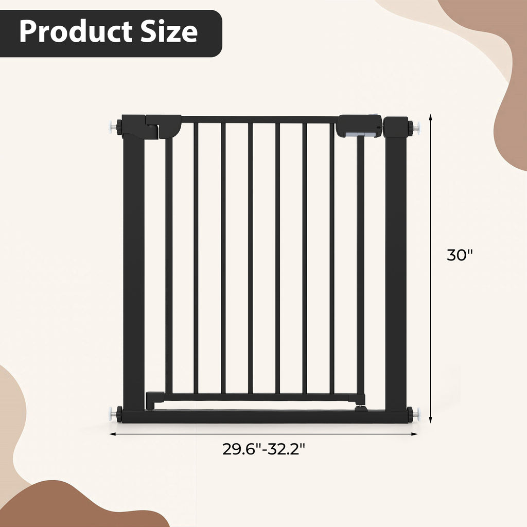 Baby Gate for Stairs Pressure Mounted Auto-Close Door Gate-Black