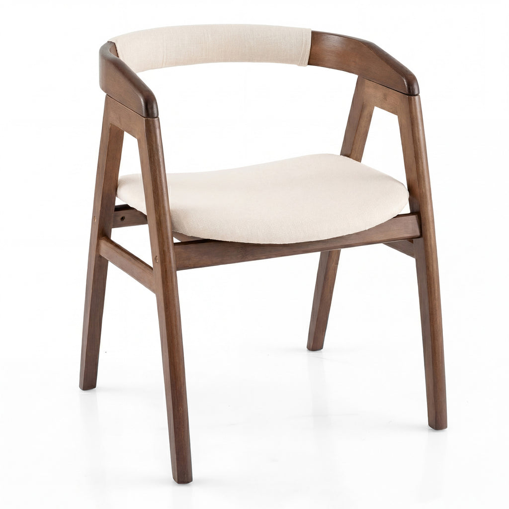 Bamboo Upholstered Dining Chair with Curved Back-Walnut