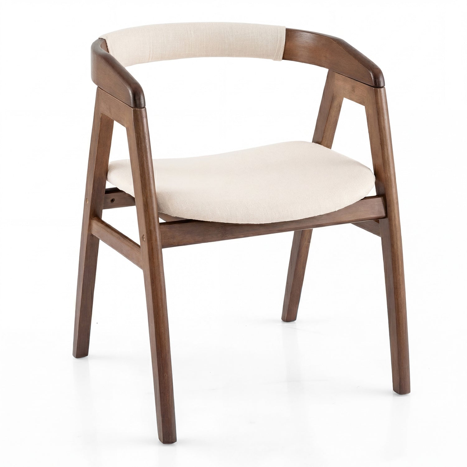 Bamboo Upholstered Dining Chair with Curved Back-Walnut