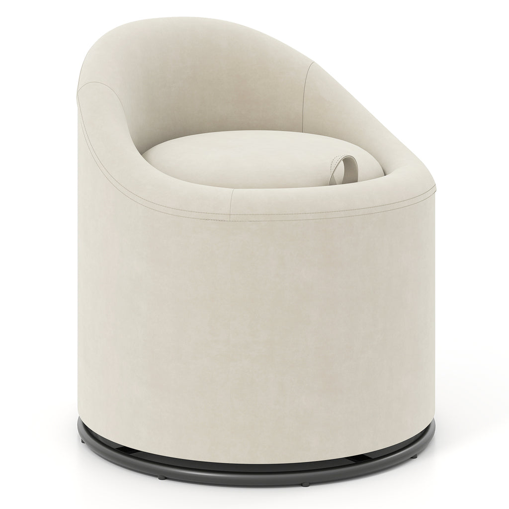 Barrel Chair with Storage 360° Swivel Upholstered Vanity Chair-Beige